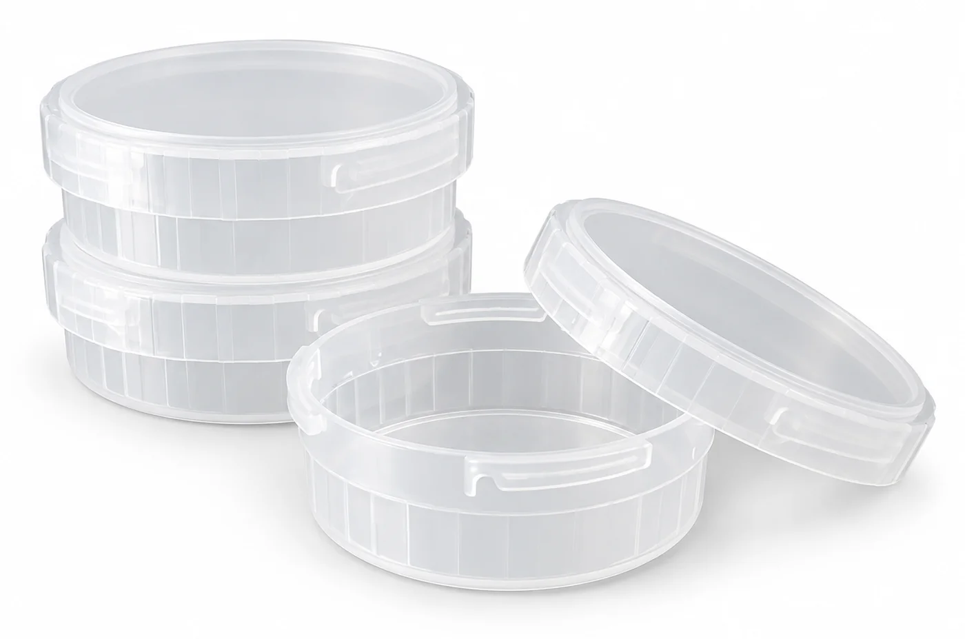 Potes circulares transparentes da Melplast